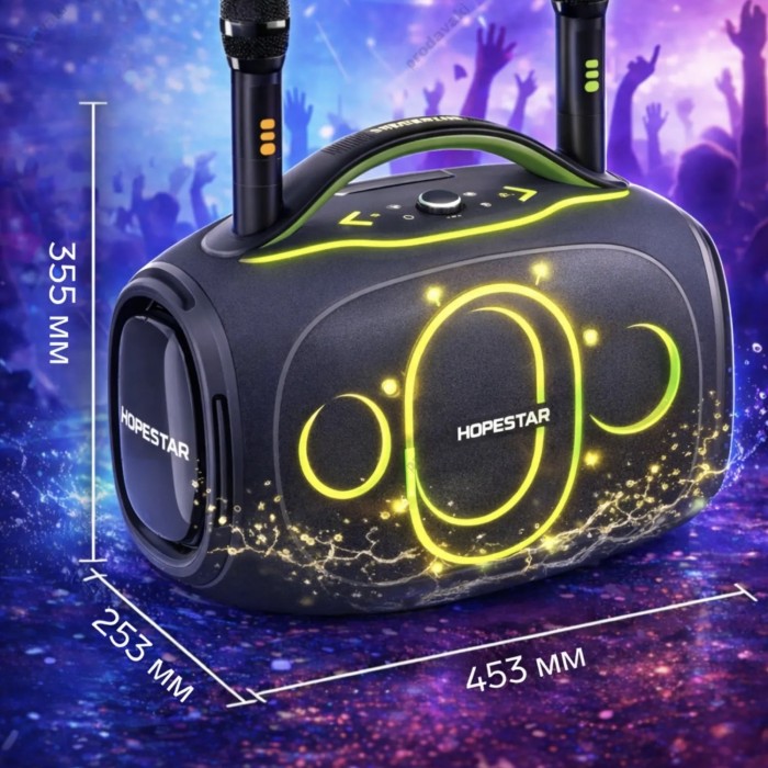 Портативна колонка Bluetooth Hopestar PARTYBOX ULTRA з 2-ма мікрофонами 550W Black